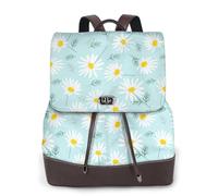 EgoMed Delicada margarita floral azul y blanca,Mochila para mujer, impermeable, ligera, de piel sintética, moderna, para viajes.