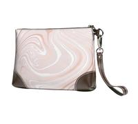 EgoMed Delicado mármol Rosa con imitación de Oro Rosa.,Bolso de Mano de Piel sintética con Cremallera para Mujer, Cartera con Correa para la muñeca