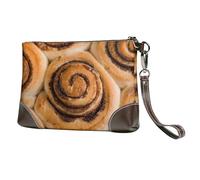 EgoMed Delicioso patrón de Pan de Rollos de Canela,Bolso de Mano de Piel sintética con Cremallera para Mujer, Cartera con Correa para la muñeca