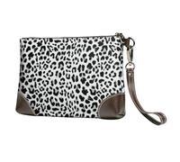 EgoMed Diseño de patrón sin Costuras de Leopardo,Bolso de Mano de Piel sintética con Cremallera para Mujer, Cartera con Correa para la muñeca