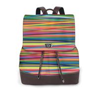 EgoMed Diseño de rayas abstractas coloridas,Mochila para mujer, impermeable, ligera, de piel sintética, moderna, para viajes.