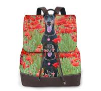 EgoMed Doberman Pinscher en la flor,Mochila para mujer, impermeable, ligera, de piel sintética, moderna, para viajes.