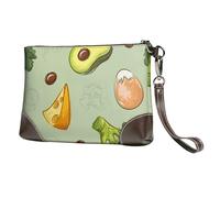 EgoMed Doodle de brócoli, Queso y Aguacate,Bolso de Mano de Piel sintética con Cremallera para Mujer, Cartera con Correa para la muñeca