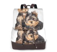 EgoMed Dos cachorros de Yorkshire Terrier,Mochila para mujer, impermeable, ligera, de piel sintética, moderna, para viajes.