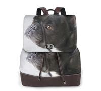 EgoMed Dulce mascota, lindo cachorro de bulldog francés negro,Mochila para mujer, impermeable, ligera, de piel sintética, moderna, para viajes.