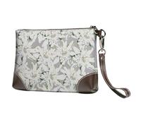 EgoMed Edelweiss Moderna, Flores Alpinas suizas,Bolso de Mano de Piel sintética con Cremallera para Mujer, Cartera con Correa para la muñeca