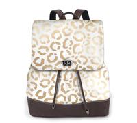 EgoMed Elegante guepardo leopardo blanco dorado,Mochila para mujer, impermeable, ligera, de piel sintética, moderna, para viajes.