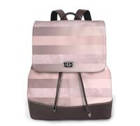 EgoMed Elegante raya rosa ruborizada con brillo dorado rosa,Mochila para mujer, impermeable, ligera, de piel sintética, moderna, para viajes.