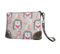 EgoMed Erizo con corazón de Amor,Bolso de Mano de Piel sintética con Cremallera para Mujer, Cartera con Correa para la muñeca