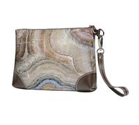 EgoMed Estampado de Piedra de ónix Azul pálido,Bolso de Mano de Piel sintética con Cremallera para Mujer, Cartera con Correa para la muñeca