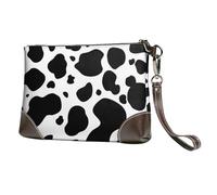 EgoMed Estampado de Vaca lechera de Piel de Vaca,Bolso de Mano de Piel sintética con Cremallera para Mujer, Cartera con Correa para la muñeca