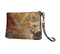 EgoMed Estructura de Hierro y Acero Oxidado de Metal Colorido con óxido marrón,Bolso de Mano de Piel sintética con Cremallera para Mujer, Cartera con Correa para la muñeca