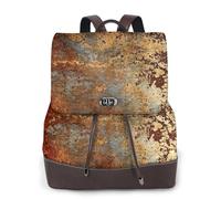 EgoMed Estructura de hierro y acero oxidado de metal colorido con óxido marrón,Mochila para mujer, impermeable, ligera, de piel sintética, moderna, para viajes.