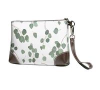EgoMed Eucalipto dólar de Plata Verde,Bolso de Mano de Piel sintética con Cremallera para Mujer, Cartera con Correa para la muñeca