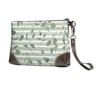 EgoMed Eucalipto dólar de Plata Verde,Bolso de Mano de Piel sintética con Cremallera para Mujer, Cartera con Correa para la muñeca