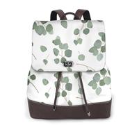 EgoMed Eucalipto dólar de plata verde,Mochila para mujer, impermeable, ligera, de piel sintética, moderna, para viajes.