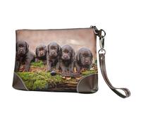 EgoMed Familia de Cachorros de Labrador, Cachorros pequeños Marrones,Bolso de Mano de Piel sintética con Cremallera para Mujer, Cartera con Correa para la muñeca