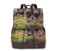 EgoMed Familia de cachorros de labrador, cachorros pequeños marrones,Mochila para mujer, impermeable, ligera, de piel sintética, moderna, para viajes.