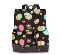 EgoMed Felices Pascuas Huevos de Pascua coloridos,Mochila para mujer, impermeable, ligera, de piel sintética, moderna, para viajes.