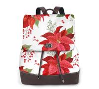 EgoMed Flor de invierno de Navidad,Mochila para mujer, impermeable, ligera, de piel sintética, moderna, para viajes.
