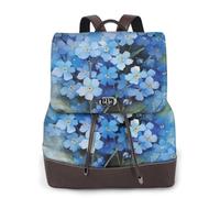 EgoMed Flores no me olvides en acuarela,Mochila para mujer, impermeable, ligera, de piel sintética, moderna, para viajes.