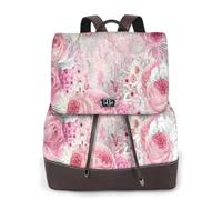 EgoMed Flores rosas rosadas,Mochila para mujer, impermeable, ligera, de piel sintética, moderna, para viajes.