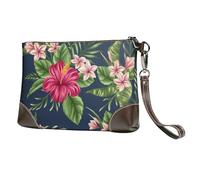 EgoMed Flores Tropicales Frangipani Hibisco Naturaleza,Bolso de Mano de Piel sintética con Cremallera para Mujer, Cartera con Correa para la muñeca