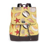 EgoMed Fondo de arena de playa con conchas marinas,Mochila para mujer, impermeable, ligera, de piel sintética, moderna, para viajes.