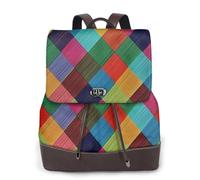 EgoMed Franela a cuadros de colores,Mochila para mujer, impermeable, ligera, de piel sintética, moderna, para viajes.