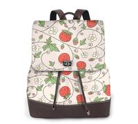 EgoMed Fresa y flor,Mochila para mujer, impermeable, ligera, de piel sintética, moderna, para viajes.