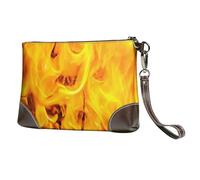 EgoMed Fuego y Llamas,Bolso de Mano de Piel sintética con Cremallera para Mujer, Cartera con Correa para la muñeca