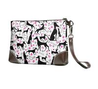 EgoMed Galgos y corazón de Pata,Bolso de Mano de Piel sintética con Cremallera para Mujer, Cartera con Correa para la muñeca