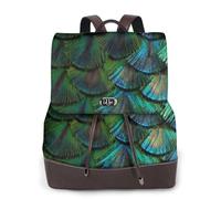 EgoMed Hermosa pluma de pavo real,Mochila para mujer, impermeable, ligera, de piel sintética, moderna, para viajes.