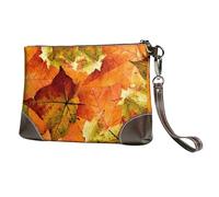 EgoMed Hermosas Hojas de otoño,Bolso de Mano de Piel sintética con Cremallera para Mujer, Cartera con Correa para la muñeca