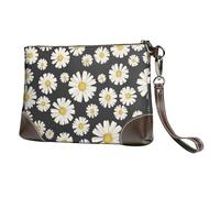 EgoMed Hermosas Margaritas Blancas,Bolso de Mano de Piel sintética con Cremallera para Mujer, Cartera con Correa para la muñeca