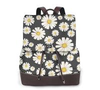 EgoMed Hermosas margaritas blancas,Mochila para mujer, impermeable, ligera, de piel sintética, moderna, para viajes.