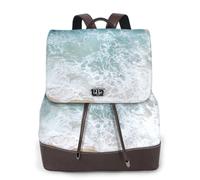 EgoMed Hermosas olas del océano,Mochila para mujer, impermeable, ligera, de piel sintética, moderna, para viajes.