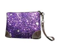 EgoMed Hermoso Brillo Morado,Bolso de Mano de Piel sintética con Cremallera para Mujer, Cartera con Correa para la muñeca