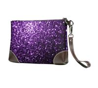 EgoMed Hermoso Brillo Morado,Bolso de Mano de Piel sintética con Cremallera para Mujer, Cartera con Correa para la muñeca