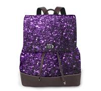EgoMed Hermoso brillo morado,Mochila para mujer, impermeable, ligera, de piel sintética, moderna, para viajes.