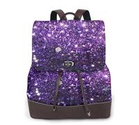 EgoMed Hermoso brillo morado,Mochila para mujer, impermeable, ligera, de piel sintética, moderna, para viajes.