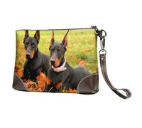 EgoMed Hermoso dóberman de otoño,Bolso de Mano de Piel sintética con Cremallera para Mujer, Cartera con Correa para la muñeca