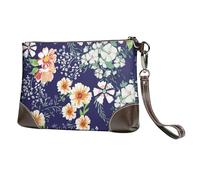 EgoMed Hermoso jardín de Flores, pétalos Florales, Hojas, Prado Naranja,Bolso de Mano de Piel sintética con Cremallera para Mujer, Cartera con Correa para la muñeca