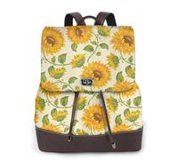 EgoMed Historias de girasoles frescos impresas,Mochila para mujer, impermeable, ligera, de piel sintética, moderna, para viajes.