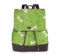 EgoMed Huesos de pata de perro verdes,Mochila para mujer, impermeable, ligera, de piel sintética, moderna, para viajes.