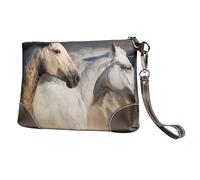 EgoMed Imagen de un Caballo Salvaje,Bolso de Mano de Piel sintética con Cremallera para Mujer, Cartera con Correa para la muñeca