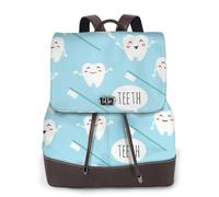 EgoMed Impresión azul de un lindo dentista e higienista dental,Mochila para mujer, impermeable, ligera, de piel sintética, moderna, para viajes.