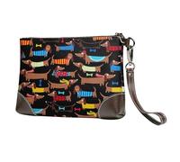 EgoMed Impresión de Amo a mi Perro Salchicha,Bolso de Mano de Piel sintética con Cremallera para Mujer, Cartera con Correa para la muñeca