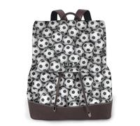 EgoMed Impresión de pila de balones de fútbol,Mochila para mujer, impermeable, ligera, de piel sintética, moderna, para viajes.