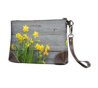 EgoMed Impresión de Ramo de narcisos,Bolso de Mano de Piel sintética con Cremallera para Mujer, Cartera con Correa para la muñeca